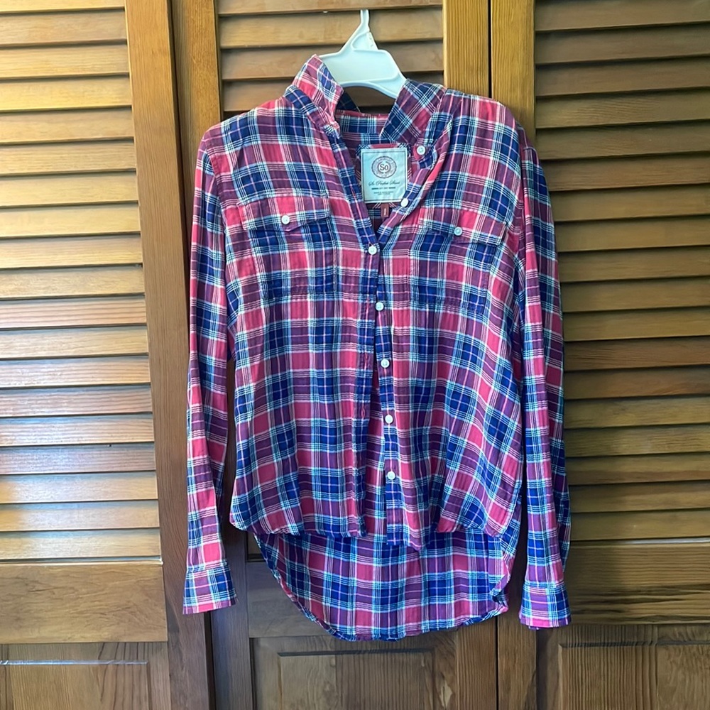 Red plaid long sleeve shirt
